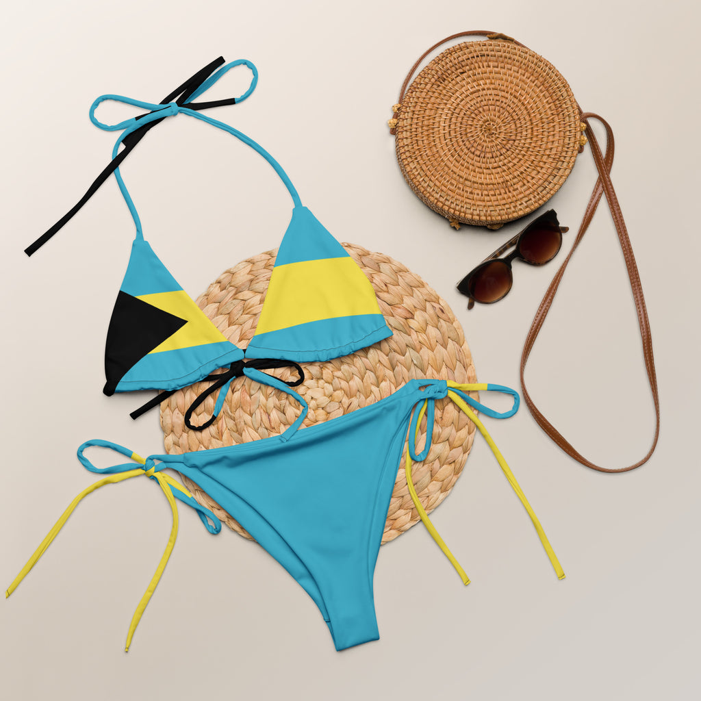 Bahamas Flag All Over Print Recycled String Bikini String Bikini - Irie Blues Boutique