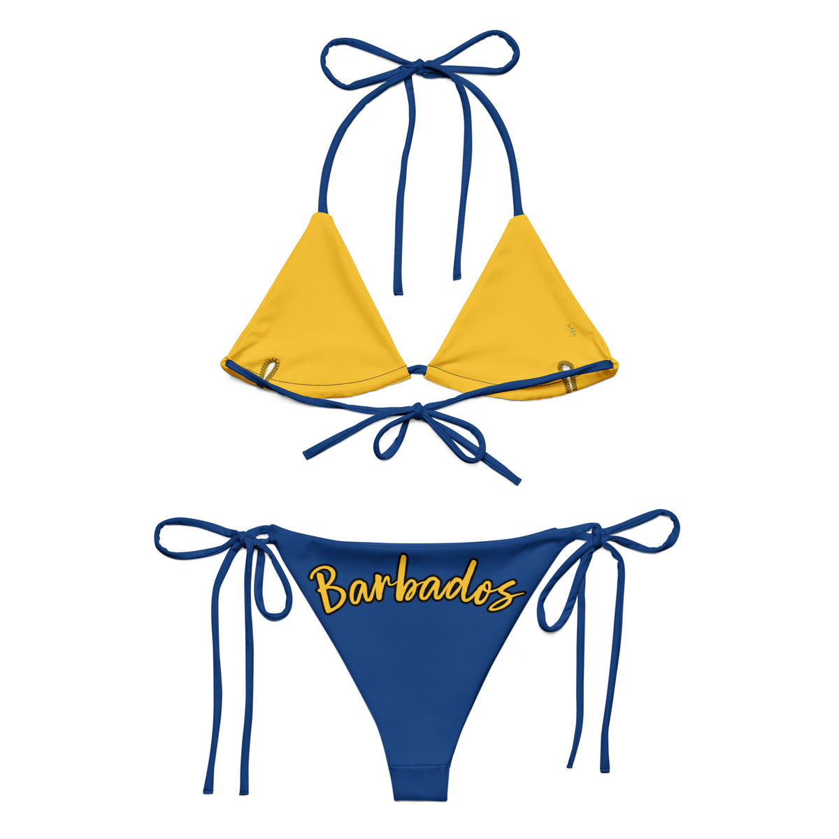 Barbados Flag All-Over Print Recycled String Bikini - Irie Blues Boutique