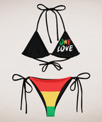 One Love Reggae All Over Print Recycled String Bikini - Irie Blues Boutique