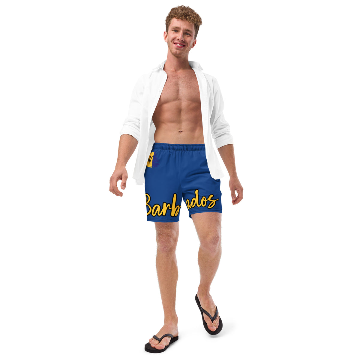 Barbados Flag Recycled Swim Trunks - Irie Blues Boutique