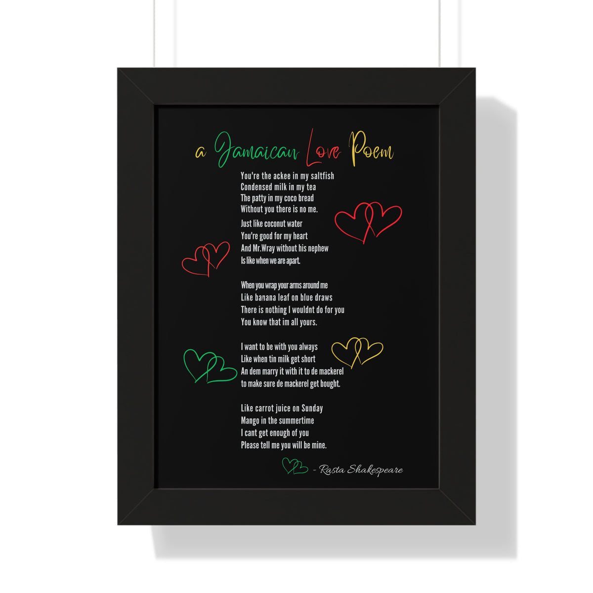 Jamaican Love Poem Framed Poster - Irie Blues Boutique