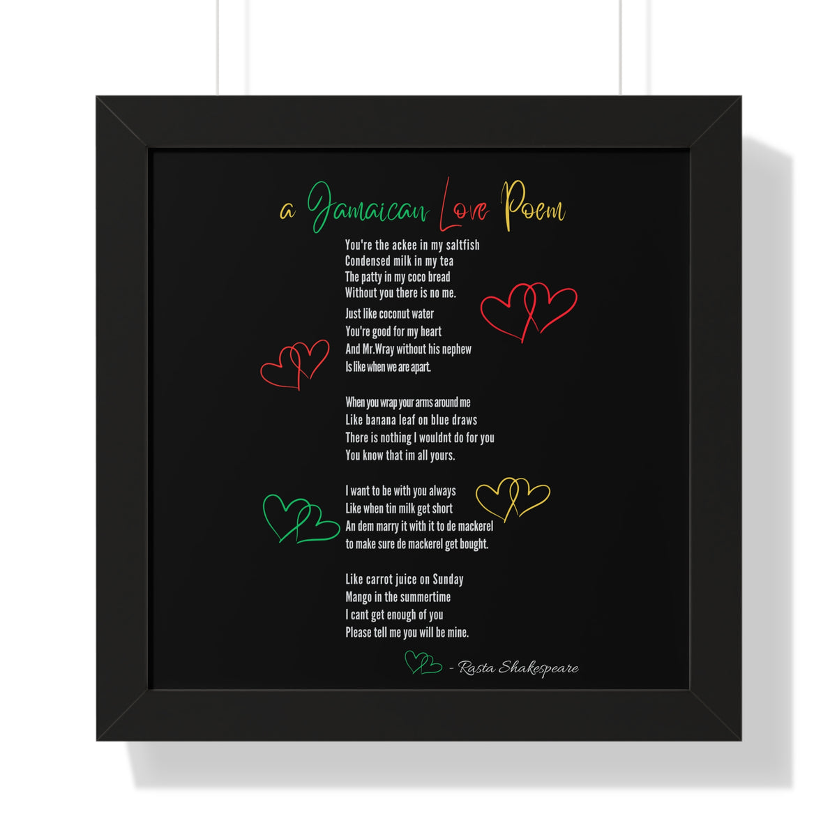 Jamaican Love Poem Framed Poster - Irie Blues Boutique