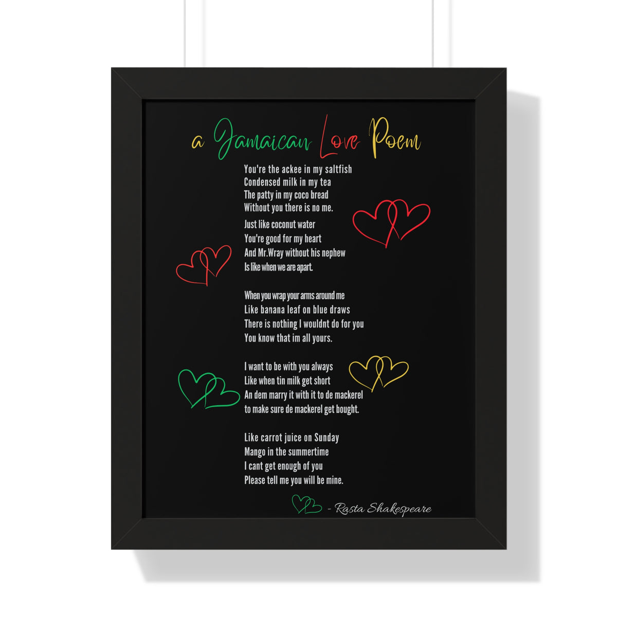Jamaican Love Poem Framed Poster - Irie Blues Boutique