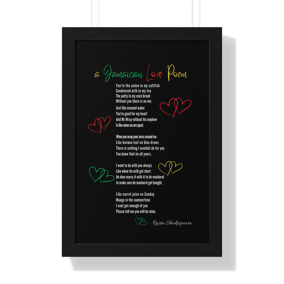 Jamaican Love Poem Framed Poster - Irie Blues Boutique