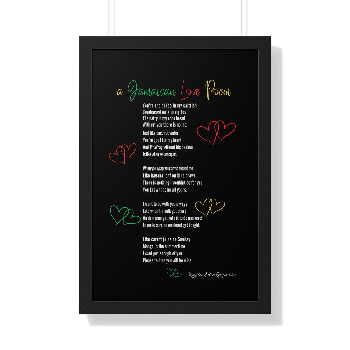 Jamaican Love Poem Framed Poster - Irie Blues Boutique