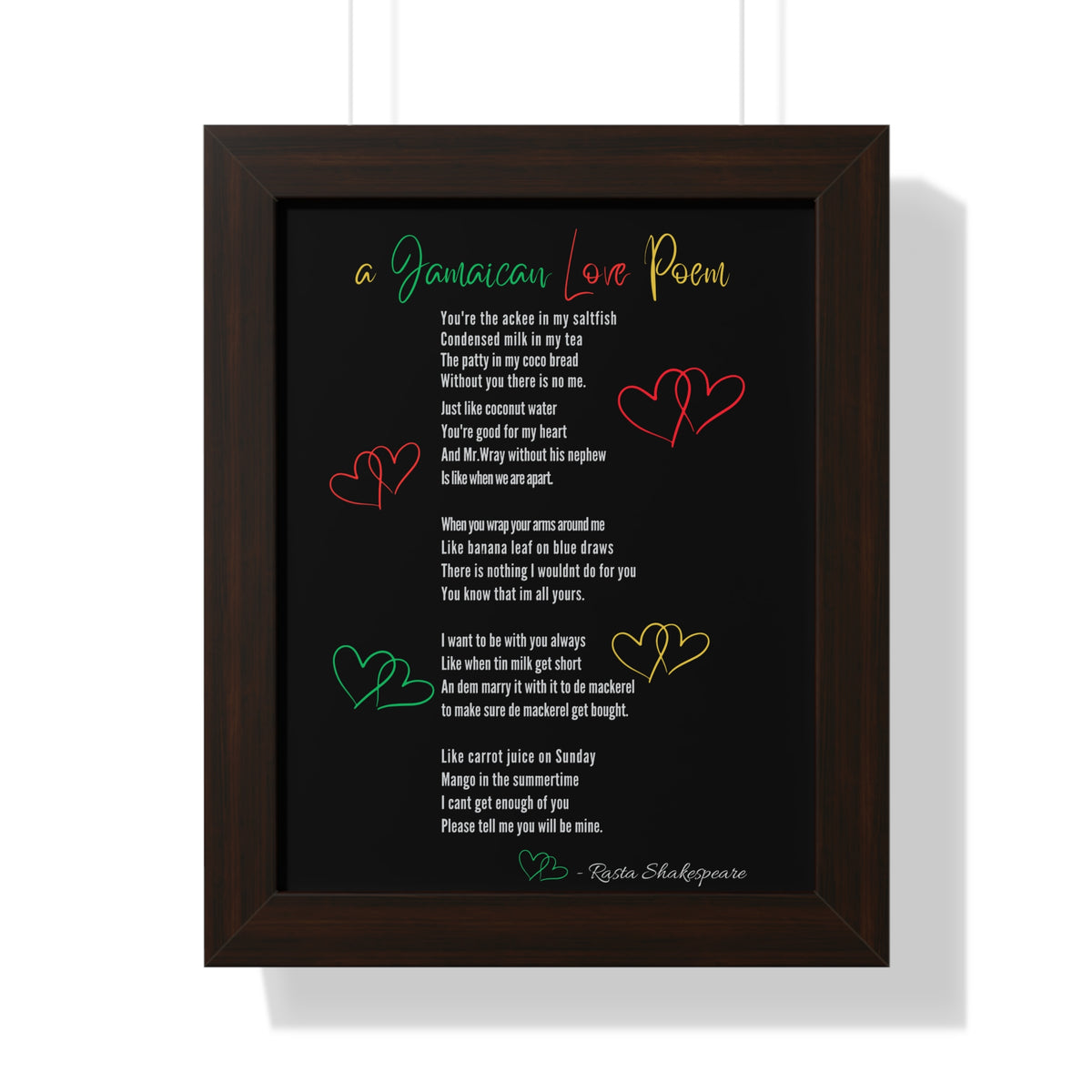 Jamaican Love Poem Framed Poster - Irie Blues Boutique