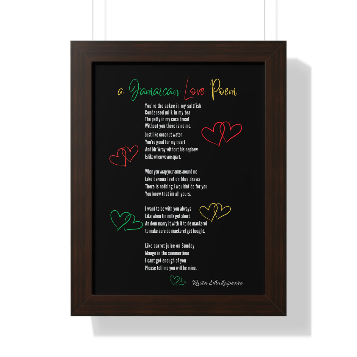 Jamaican Love Poem Framed Poster - Irie Blues Boutique