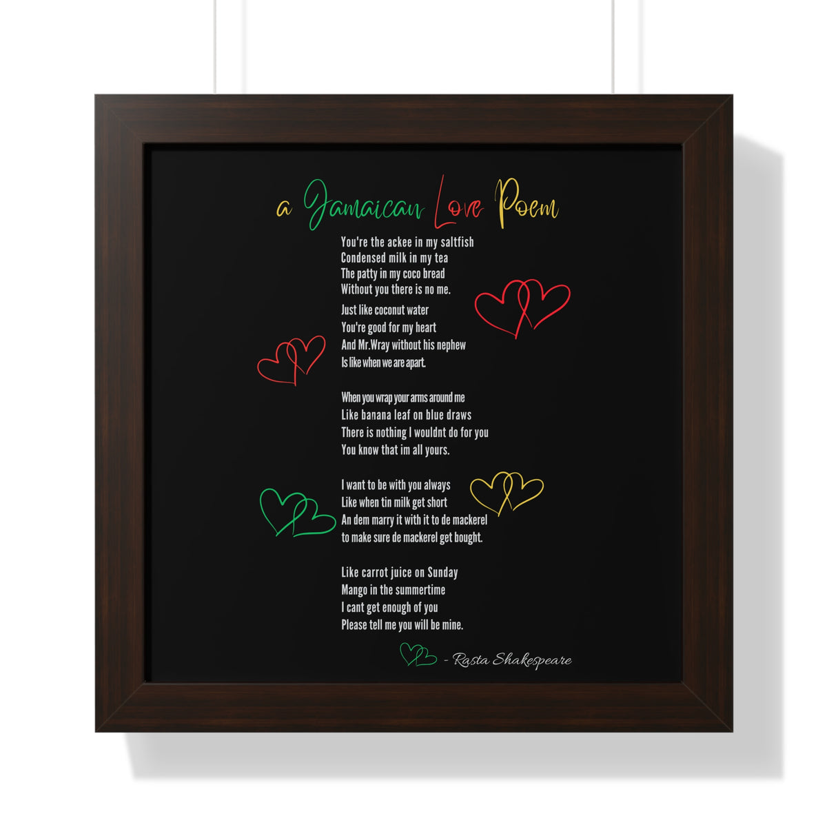 Jamaican Love Poem Framed Poster - Irie Blues Boutique