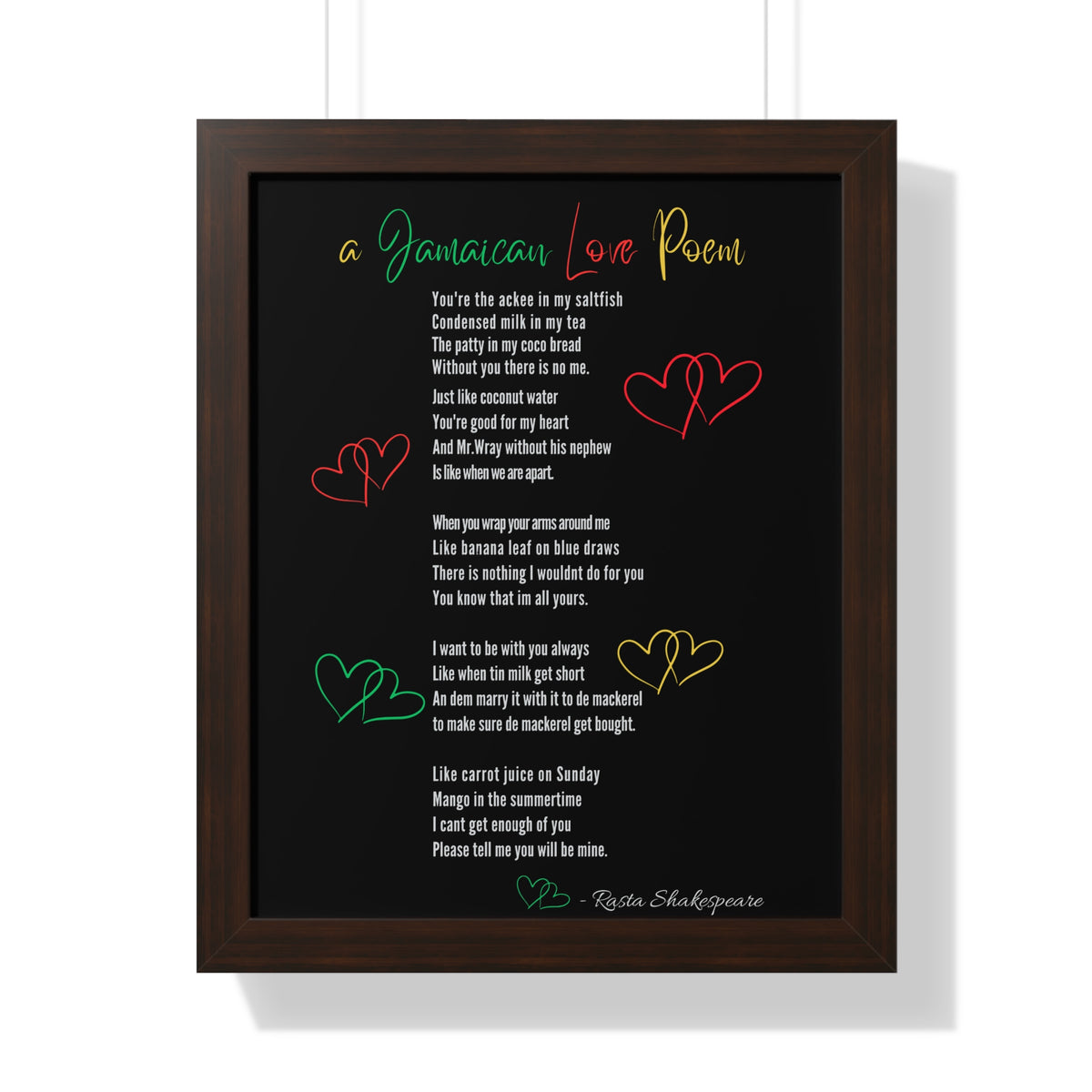Jamaican Love Poem Framed Poster - Irie Blues Boutique