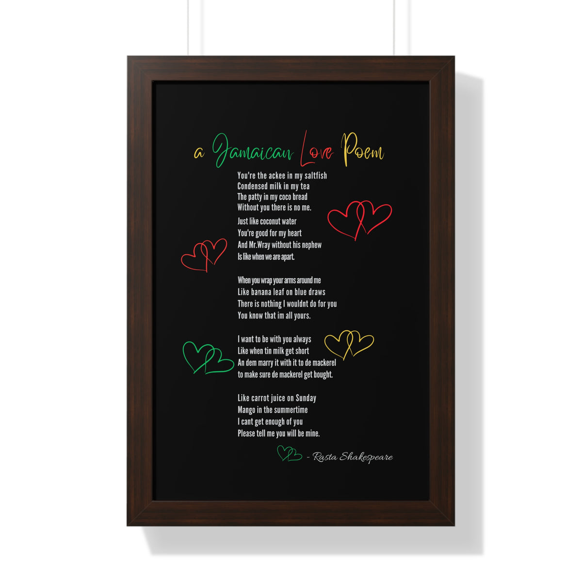 Jamaican Love Poem Framed Poster - Irie Blues Boutique