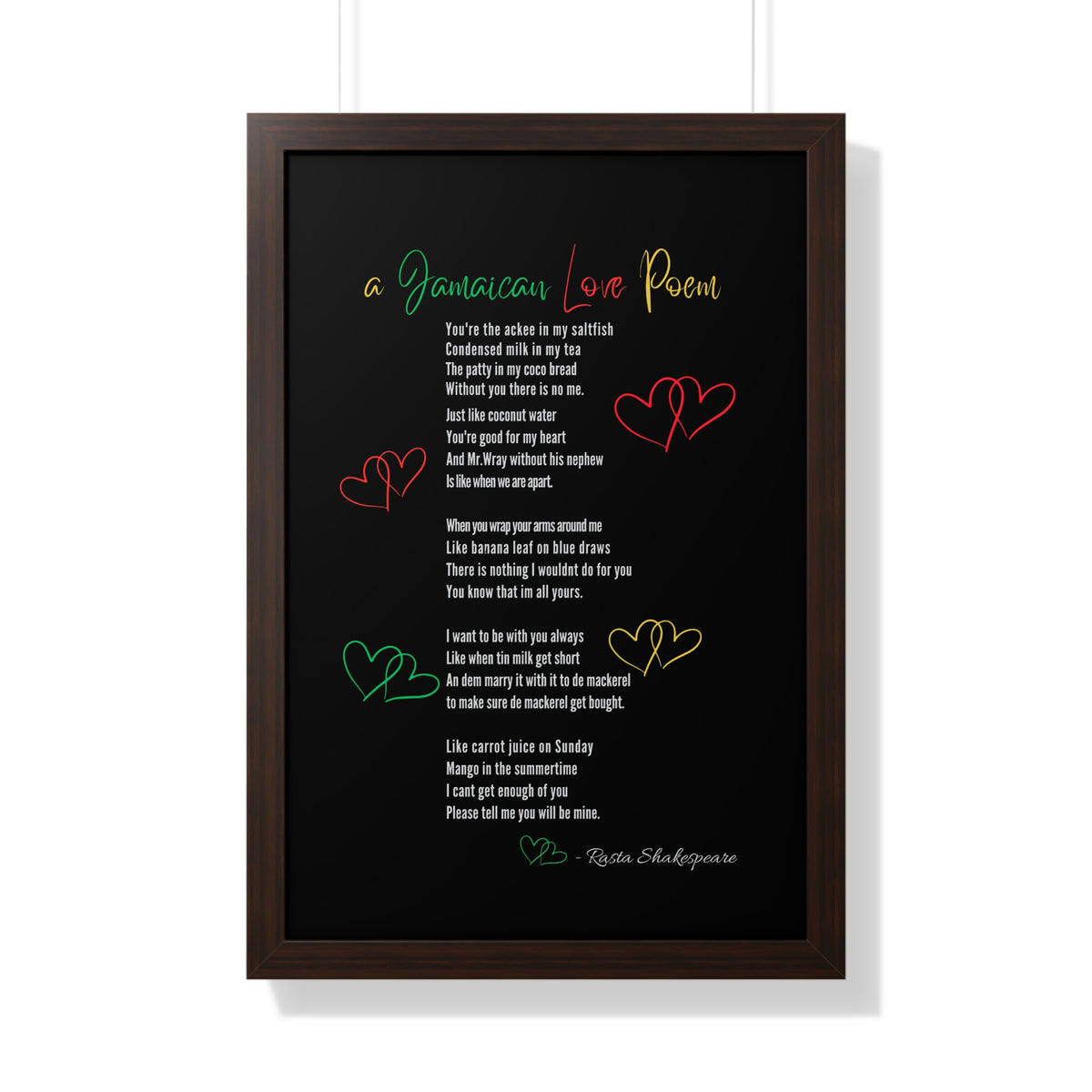 Jamaican Love Poem Framed Poster - Irie Blues Boutique