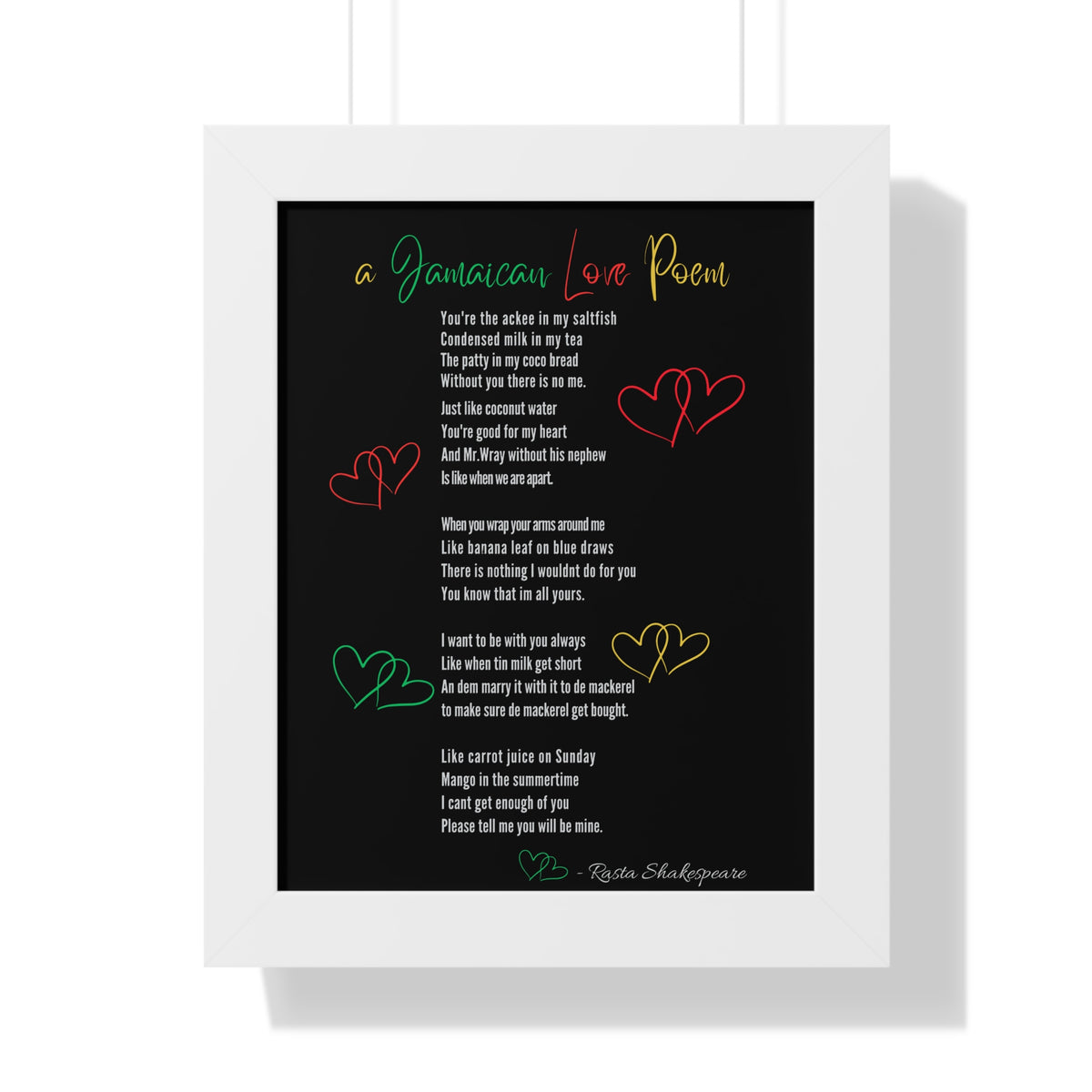 Jamaican Love Poem Framed Poster - Irie Blues Boutique