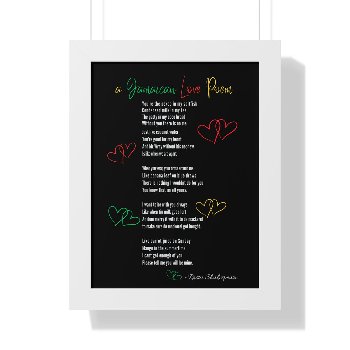 Jamaican Love Poem Framed Poster - Irie Blues Boutique