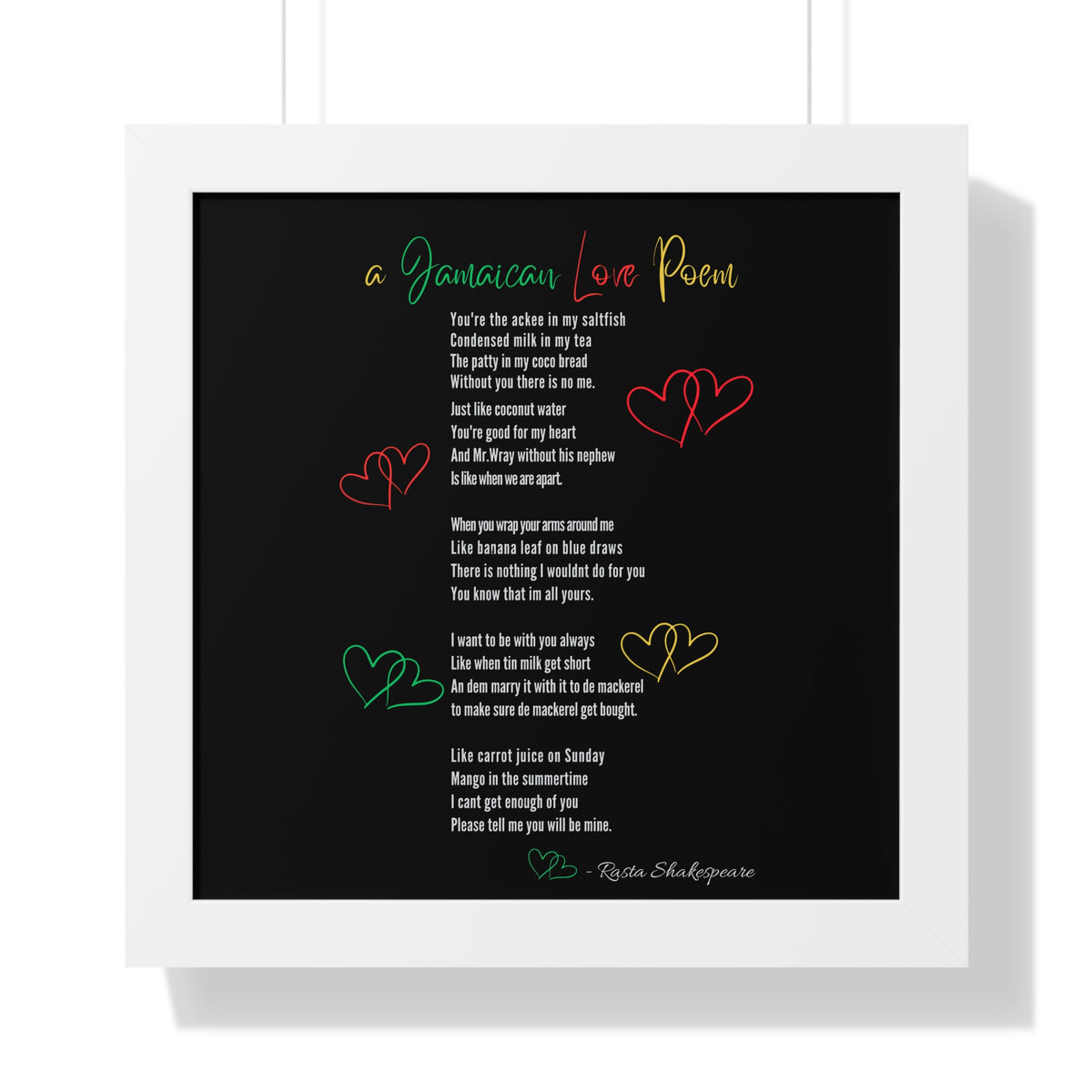 Jamaican Love Poem Framed Poster - Irie Blues Boutique