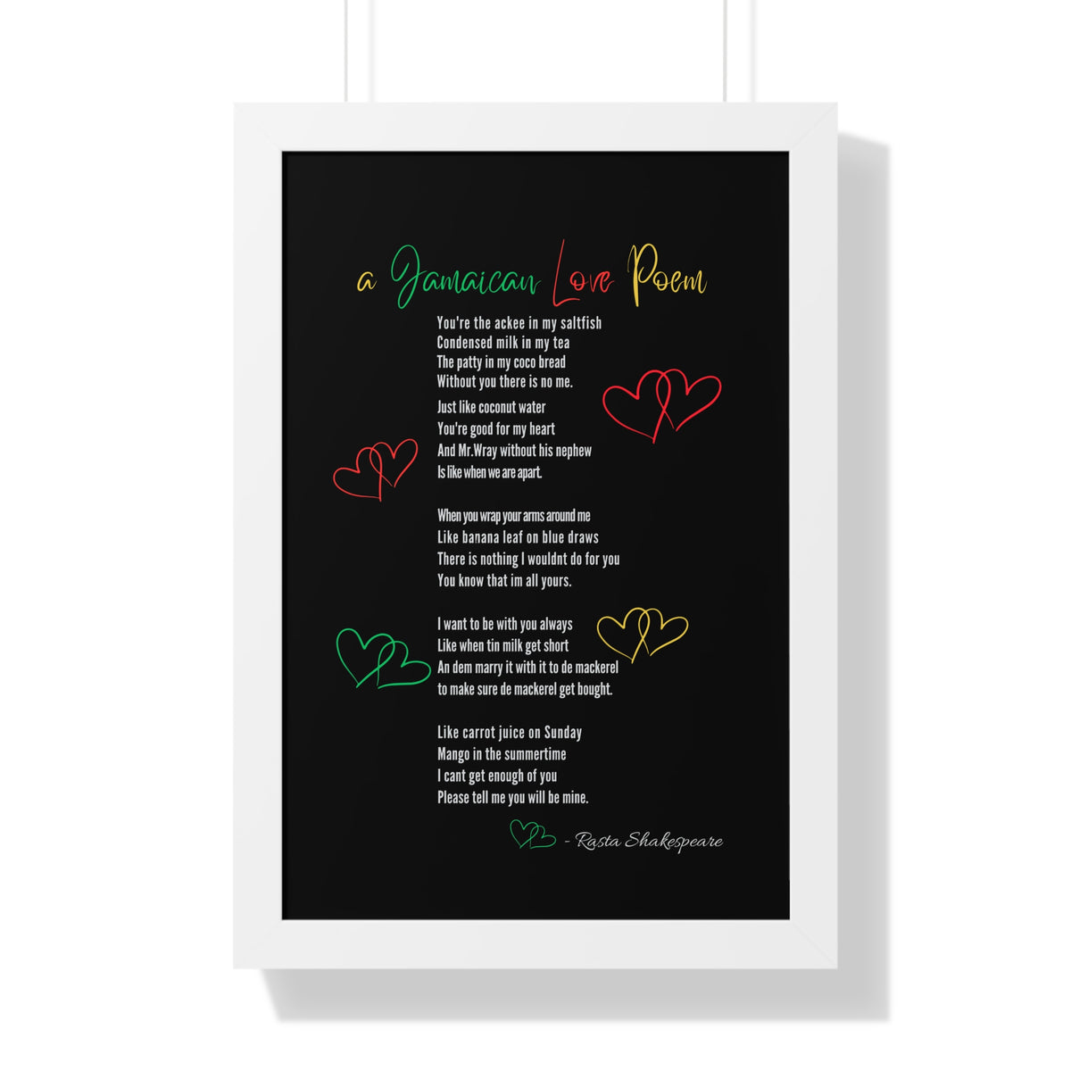 Jamaican Love Poem Framed Poster - Irie Blues Boutique
