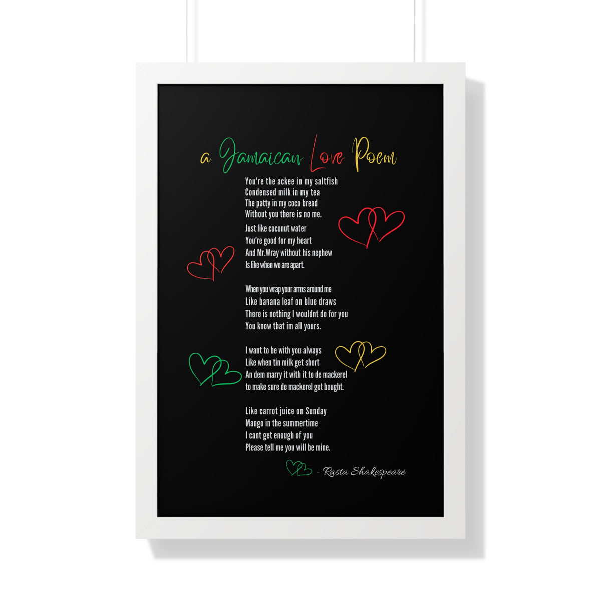 Jamaican Love Poem Framed Poster - Irie Blues Boutique