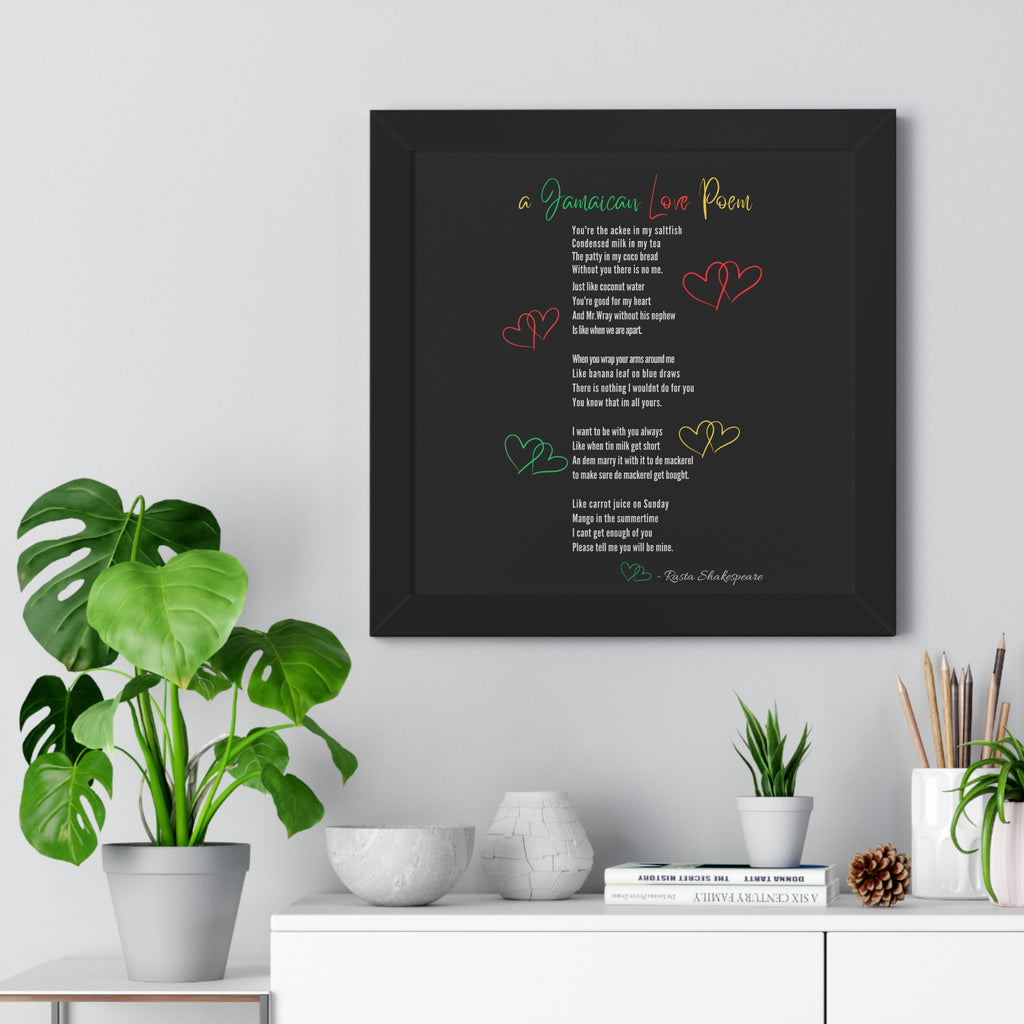 Jamaican Love Poem Framed Poster - Irie Blues Boutique