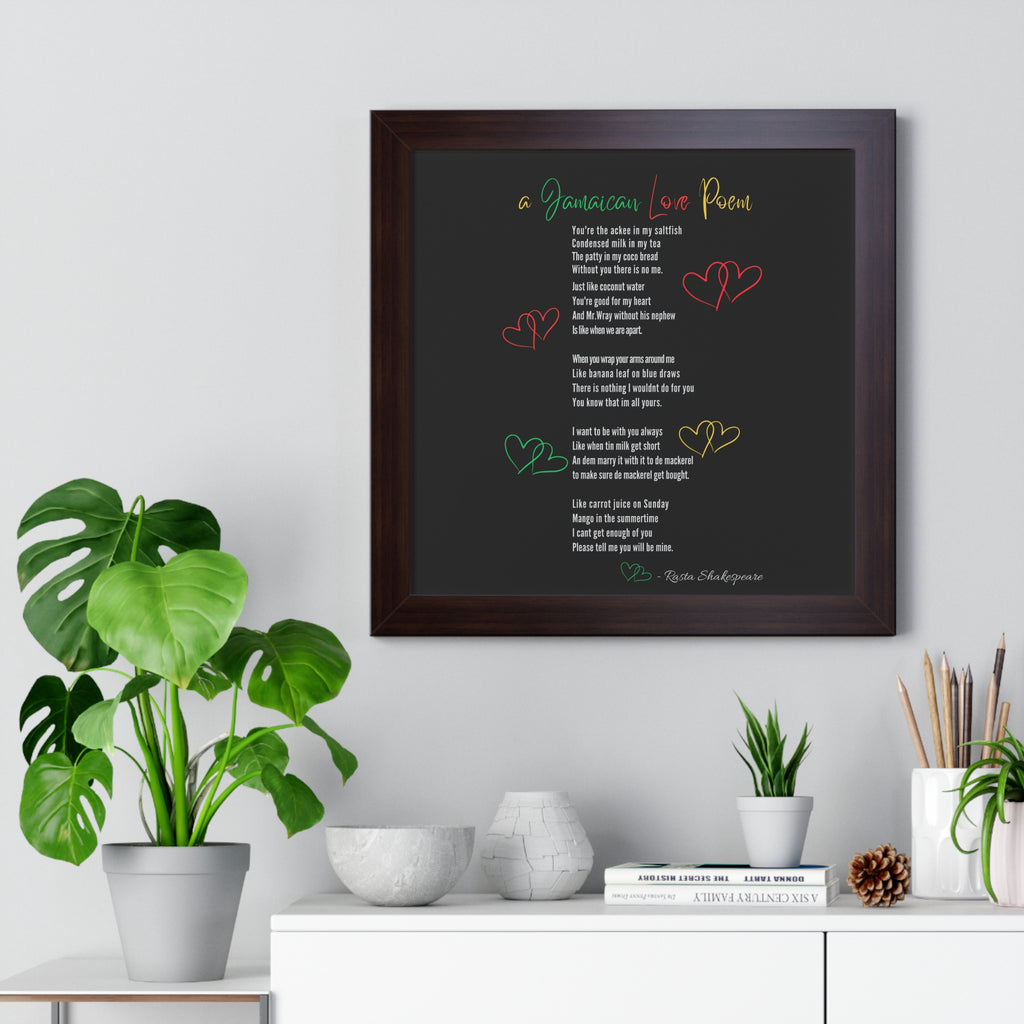 Jamaican Love Poem Framed Poster - Irie Blues Boutique