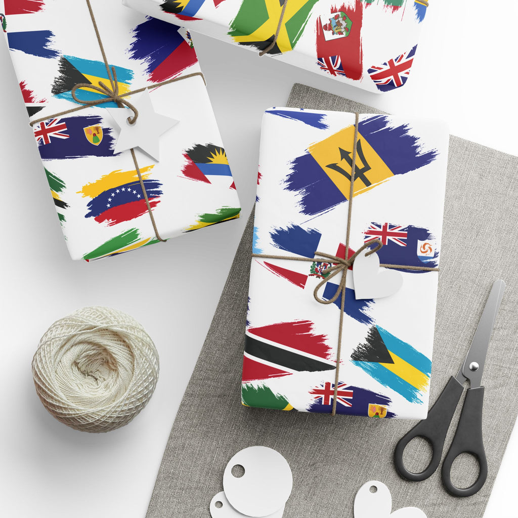 Caribbean Islands Flags Wrapping Paper - Irie Blues Boutique
