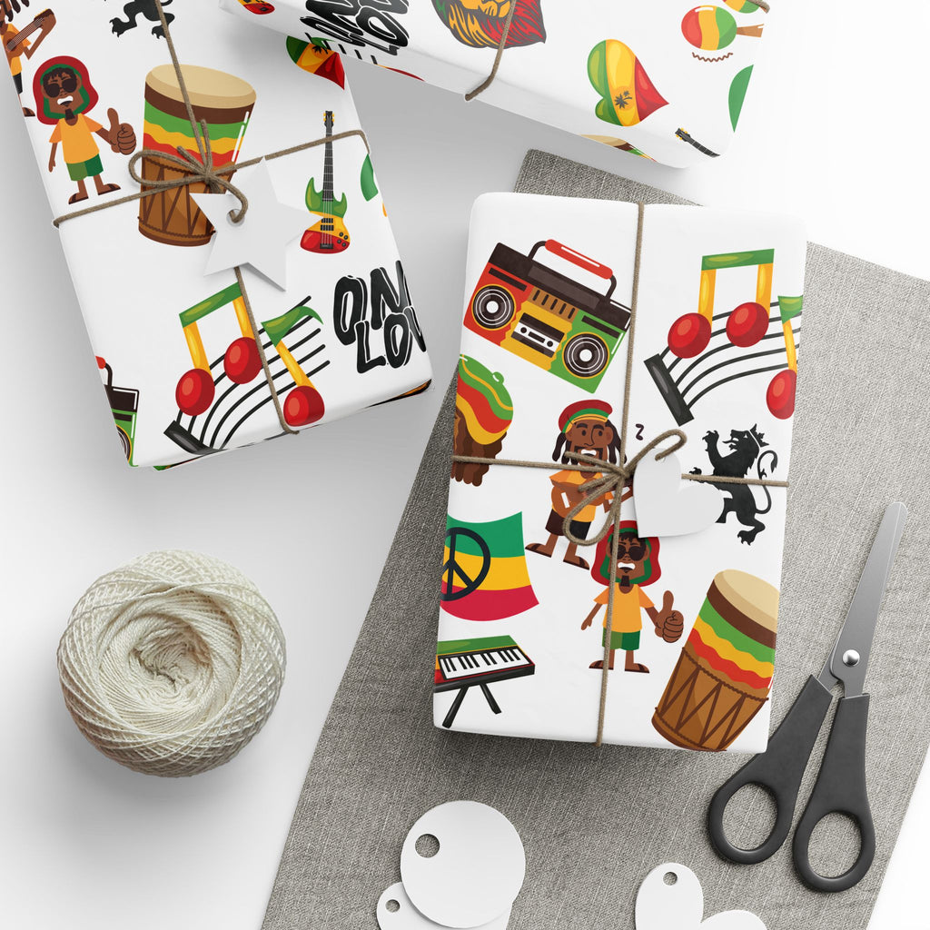Reggae Theme Wrapping Papers (White) - Irie Blues Boutique