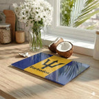 Barbados Flag Glass Cutting Board - Irie Blues Boutique